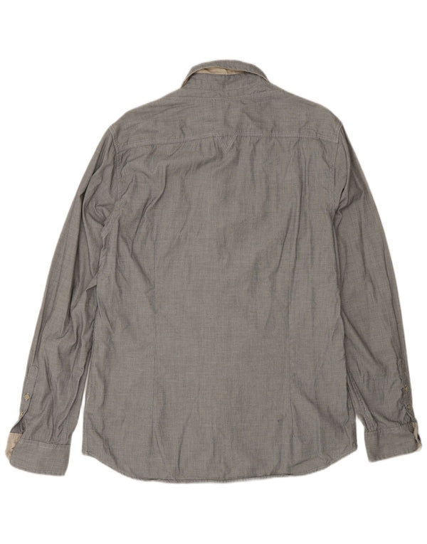 Guess Herre Regular Fit skjorte UK 40 Large Grey Ternet Bomuld