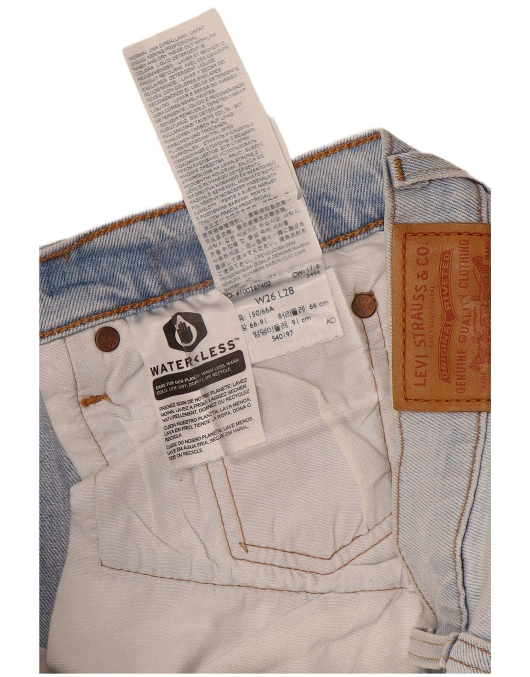 Levi's Dame 501 Straight Jeans W26 L28 Blå Bomuld