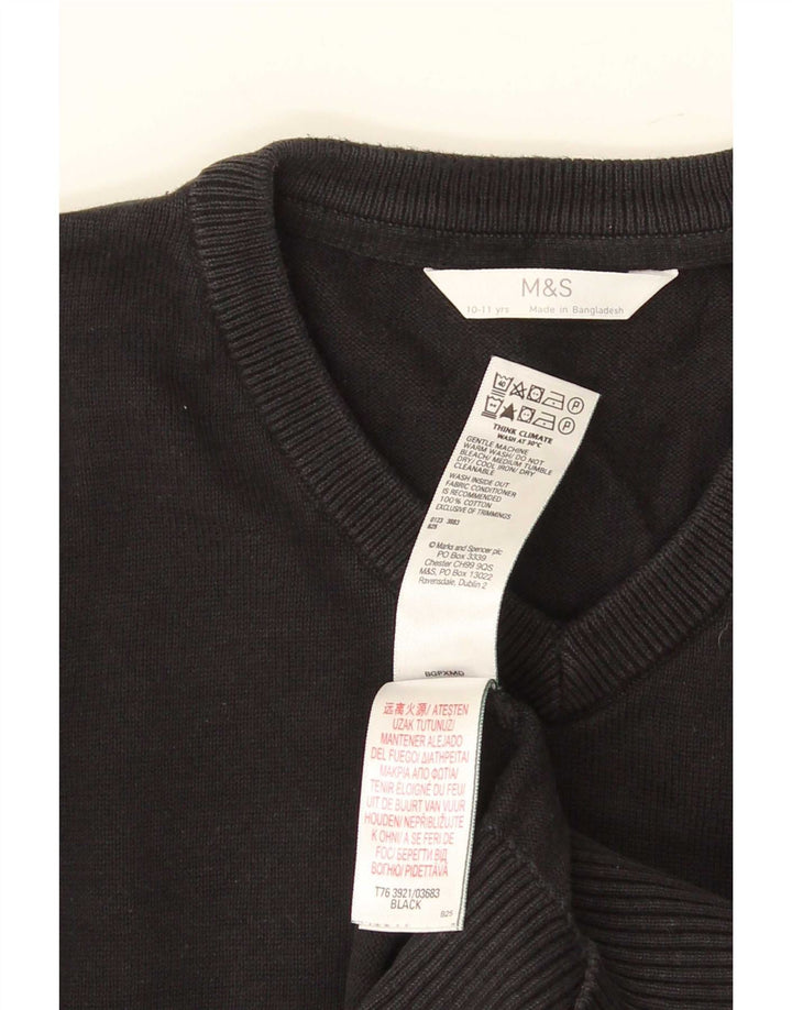 Marks & Spencer Boys V-hals sweater 10-11 år Sort bomuld