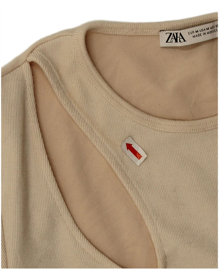 Zara langærmet bodysuit til kvinder UK 12 Medium Beige