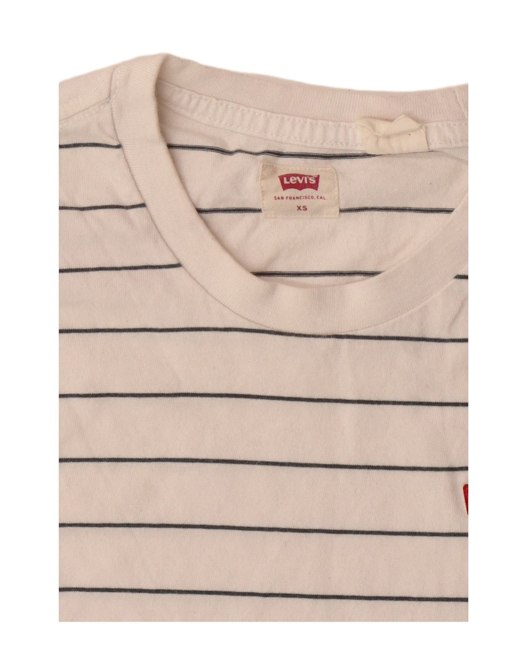 LEVI'S Mens T-Shirt Top XS White Striped Cotton Vintage Levi's and Second-Hand Levi's from Messina Hembry 
