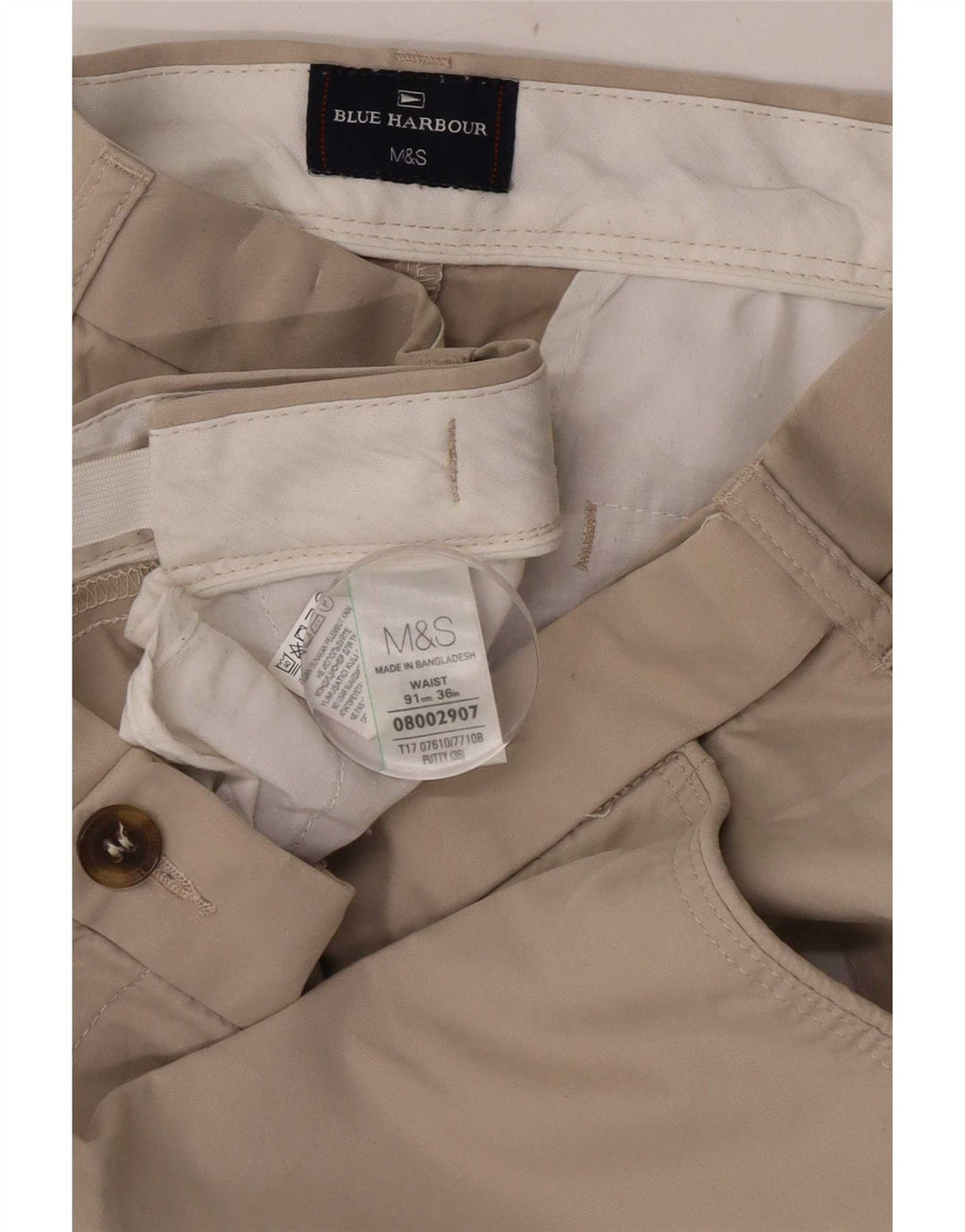 Marks & Spencer Herre Blue Harbor Chino Shorts W36 Stor Beige Bomuld