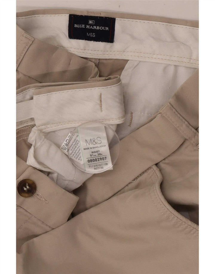 Marks & Spencer Herre Blue Harbor Chino Shorts W36 Stor Beige Bomuld