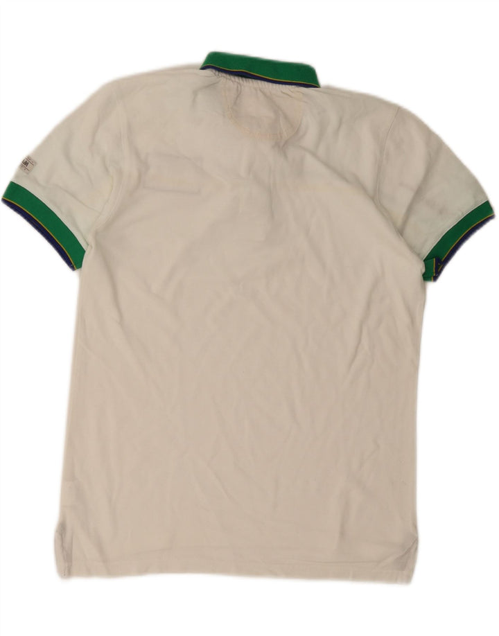 Slam Herre grafisk poloshirt Lille hvid Colourblock Bomuld