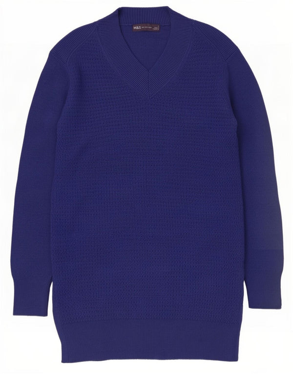 Marks & Spencer Dame Longline V-hals sweater UK 10 Small Navy Blue