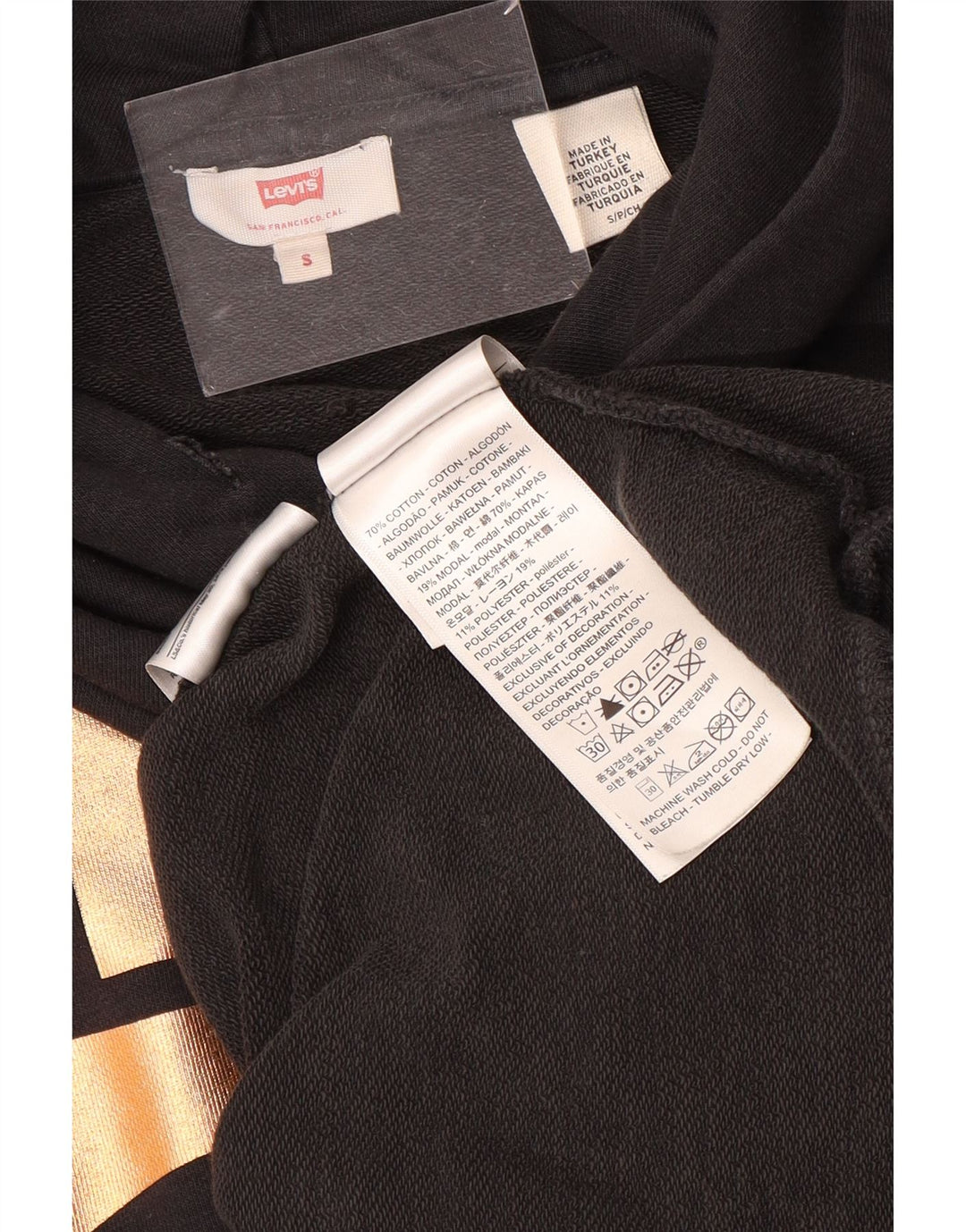 Levi's Grafisk hættetrøje til mænd, lille sort bomuld