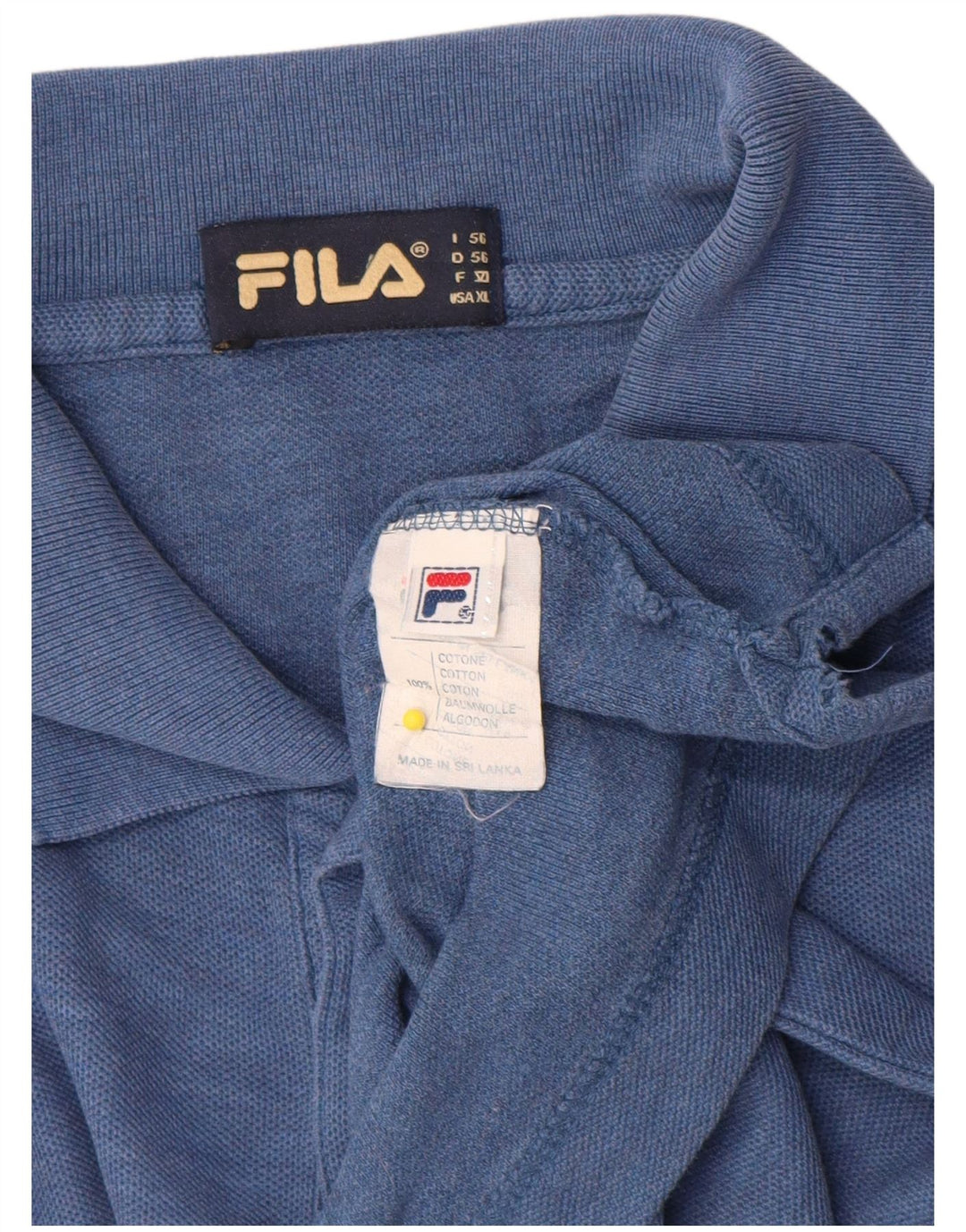 Fila Herre Polo Shirt IT 56 XL Blå Bomuld
