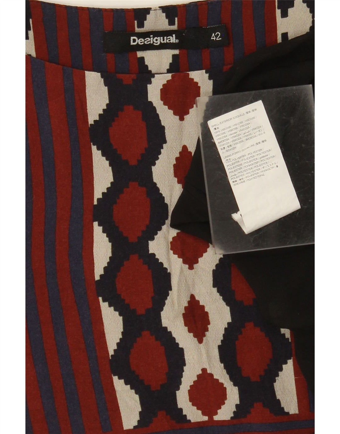 DESIGUAL Dame A-Line Kjole EU 42 Stor Flerfarvet Geometrisk