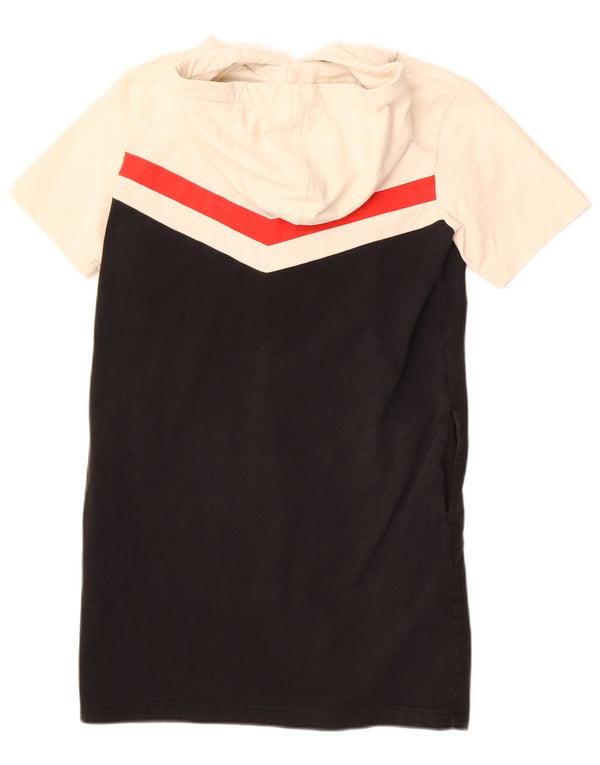 Calvin Klein Jeans Dame T-shirt-kjole med hætte UK 4 XS Sort Colourblock