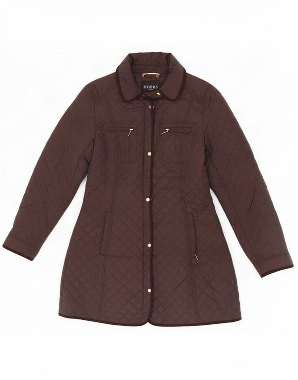 Hobbs Womens Quilted Jacket UK 12 Medium Brown Nylon