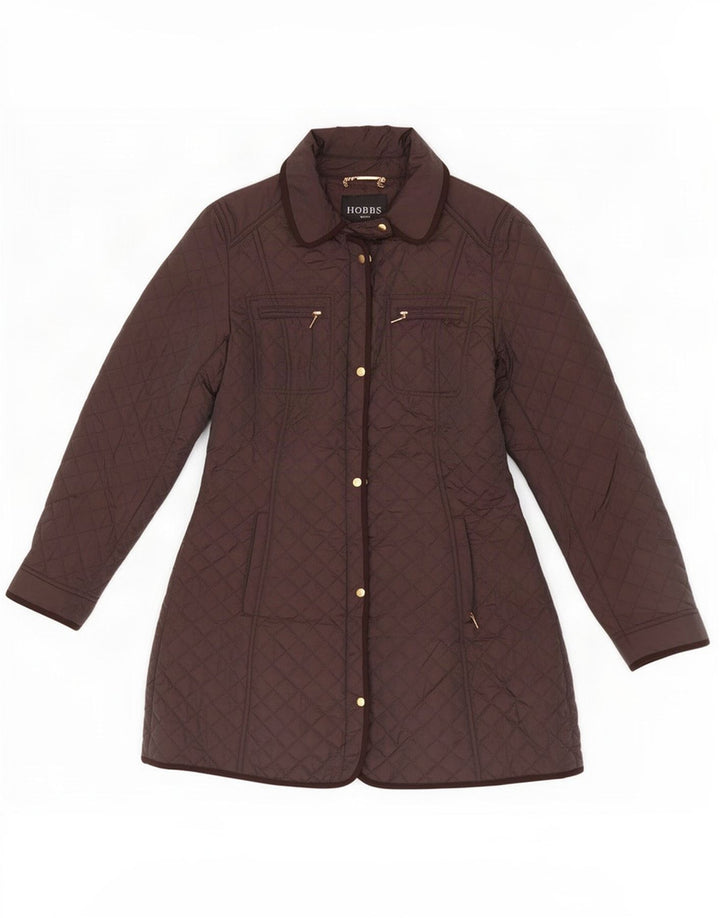 Hobbs Dame Quilted Jacket UK 12 Medium Brun Nylon