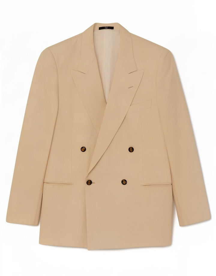 Valentino Herre Double Breasted Blazer Jacket UK 38 Medium Beige