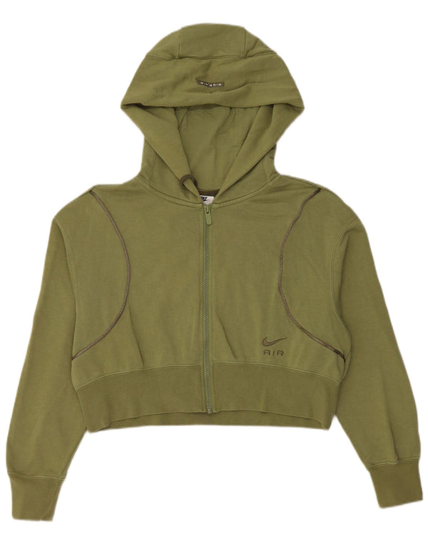 Nike Girls Crop hættetrøje med lynlås 6-7 år XS Khaki Bomuld