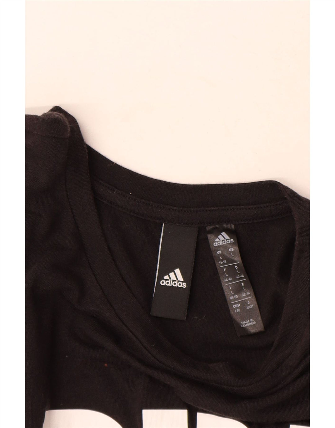 Adidas Dame Grafisk T-Shirt Top UK 16/18 Stor Sort Polyester