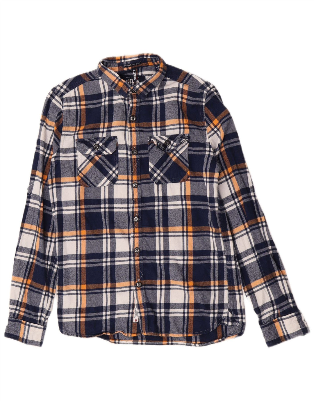 Superdry Flanelskjorte til mænd, medium marineblå ternet bomuld