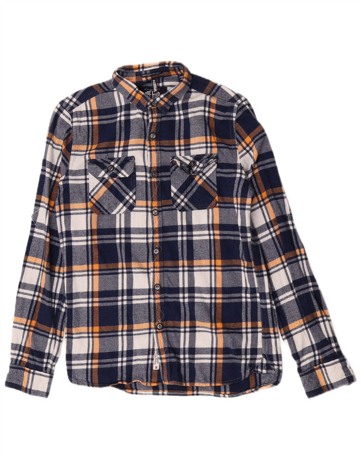Superdry Flanelskjorte til mænd, medium marineblå ternet bomuld