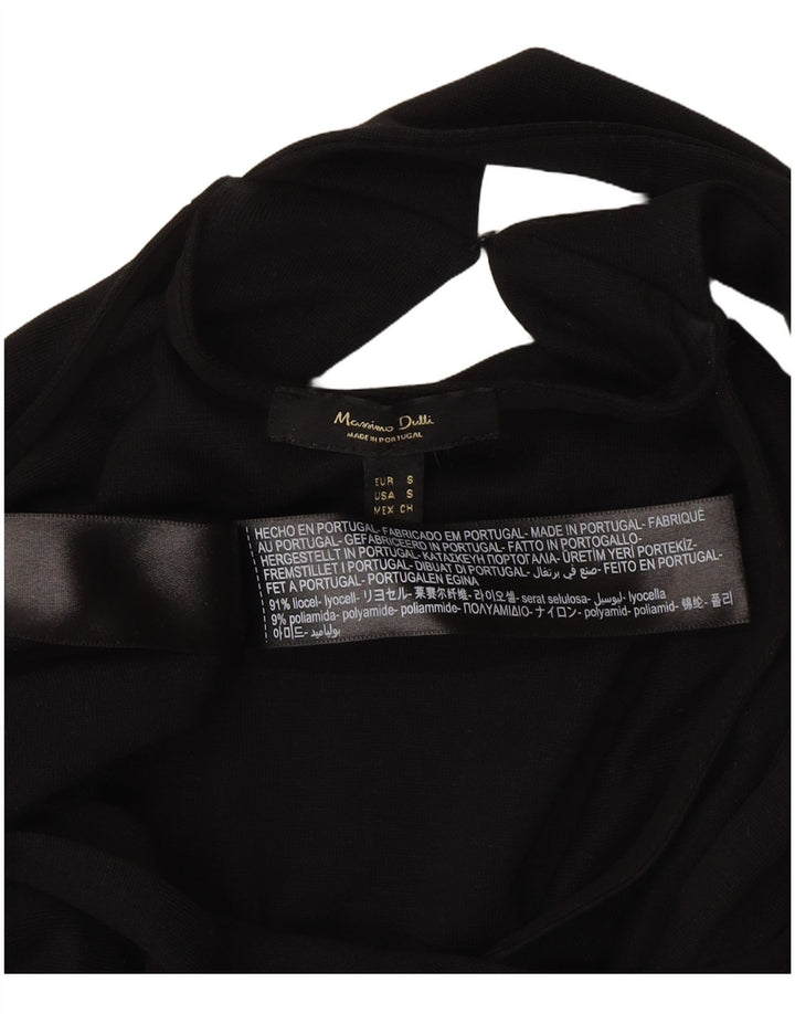 Massimo Dutti Dame ærmeløs Maxikjole UK 10 Small Black Lyocell