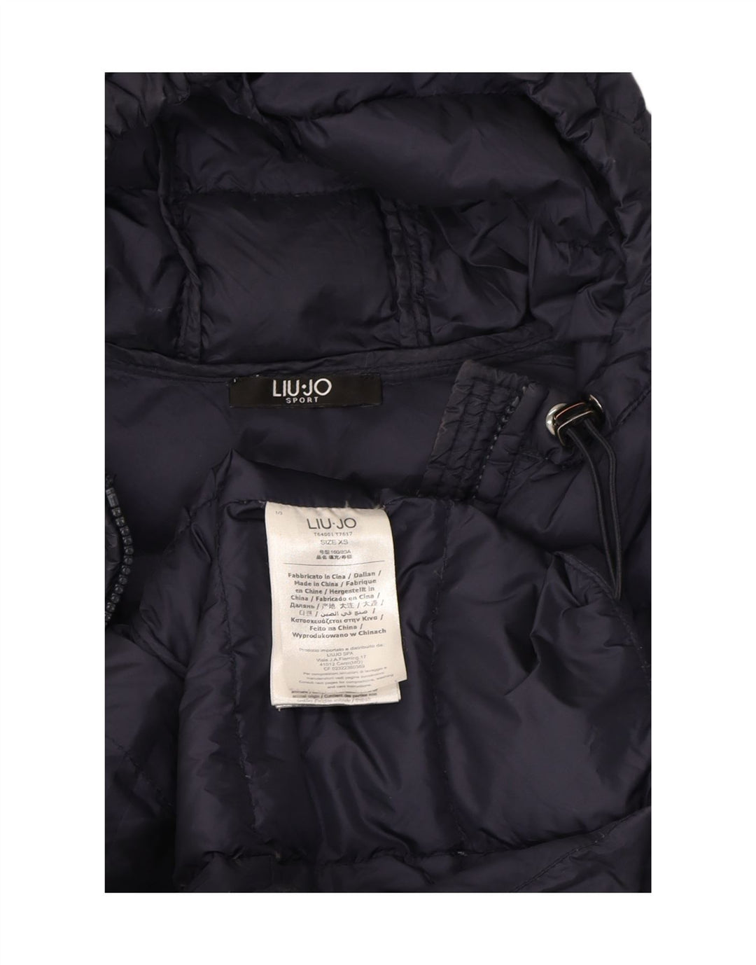 LIU JO Womens Hooded Padded Jacket UK 6 XS Navy Blue Polyamide Vintage Liu Jo and Second-Hand Liu Jo from Messina Hembry 