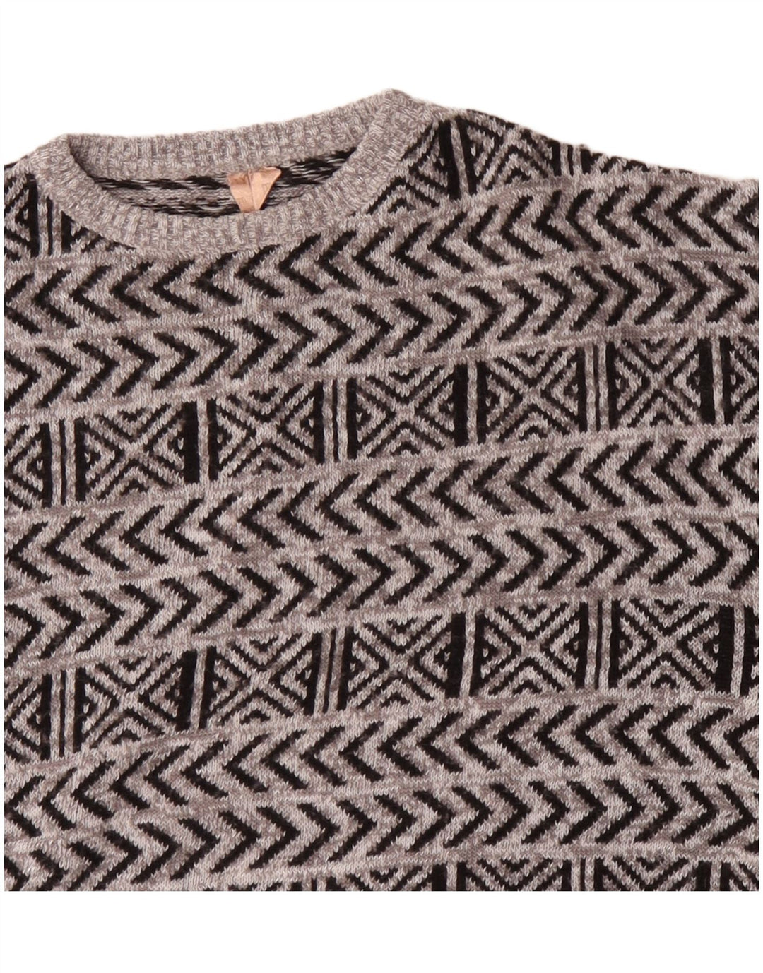 Vintage Herre Boat Neck Jumper Sweater IT 52 Stor Grå Geometrisk