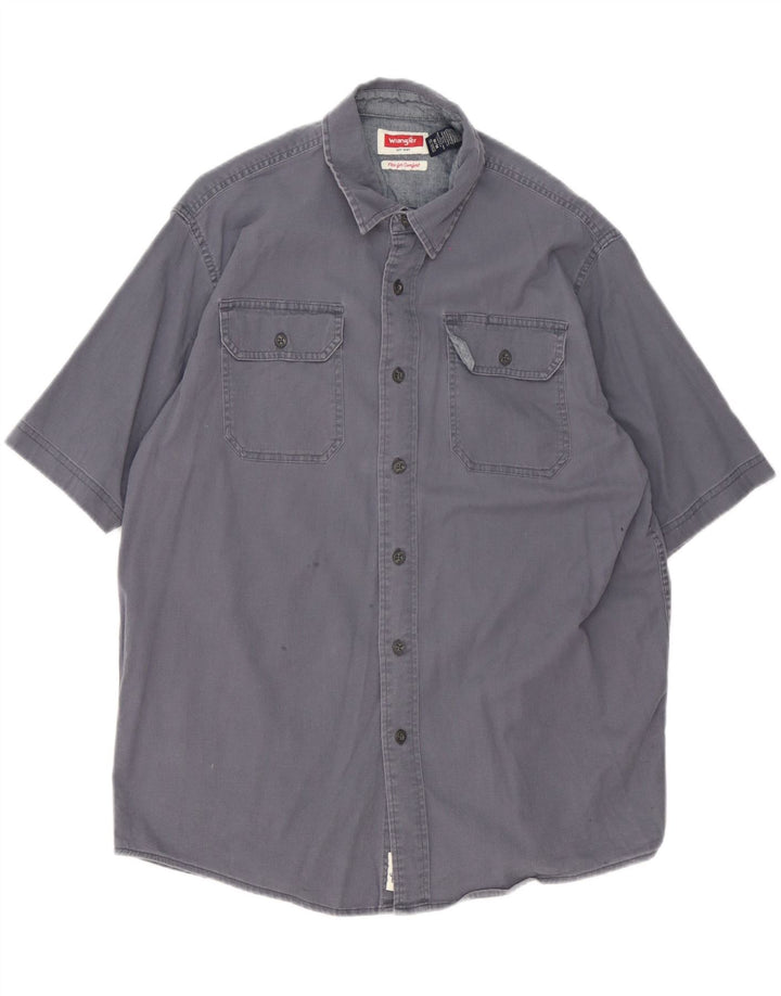 Wrangler Kortærmet Herreskjorte Medium Navyblå Bomuld