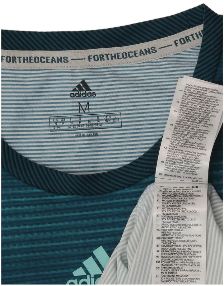 Adidas Damevest Top UK 12/14 Medium Blue Striped Polyester