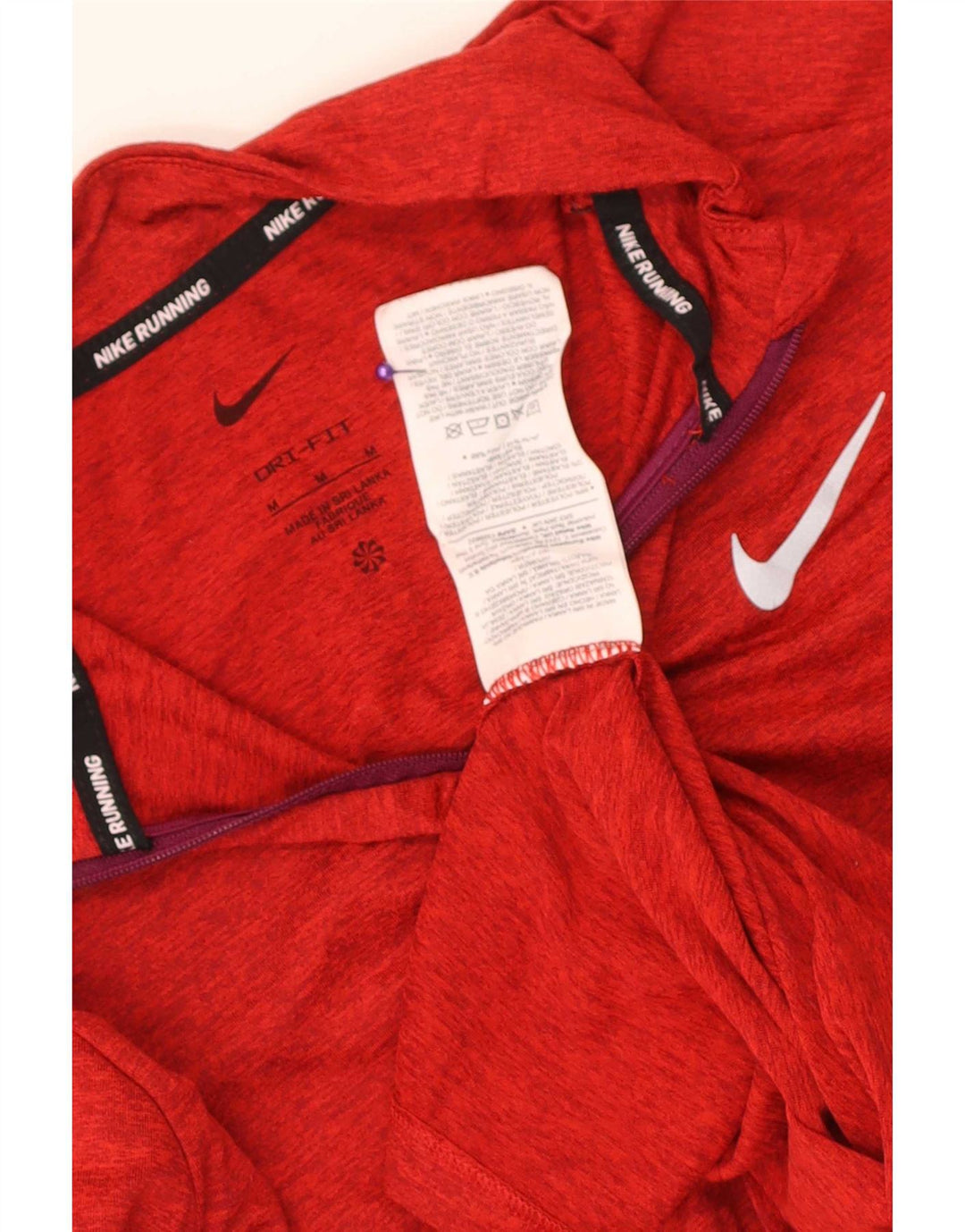 Nike Herre Dri Fit Pullover med lynlåshals Træningsdragt Top Medium Rød Flecked