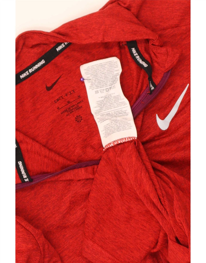 Nike Herre Dri Fit Pullover med lynlåshals Træningsdragt Top Medium Rød Flecked