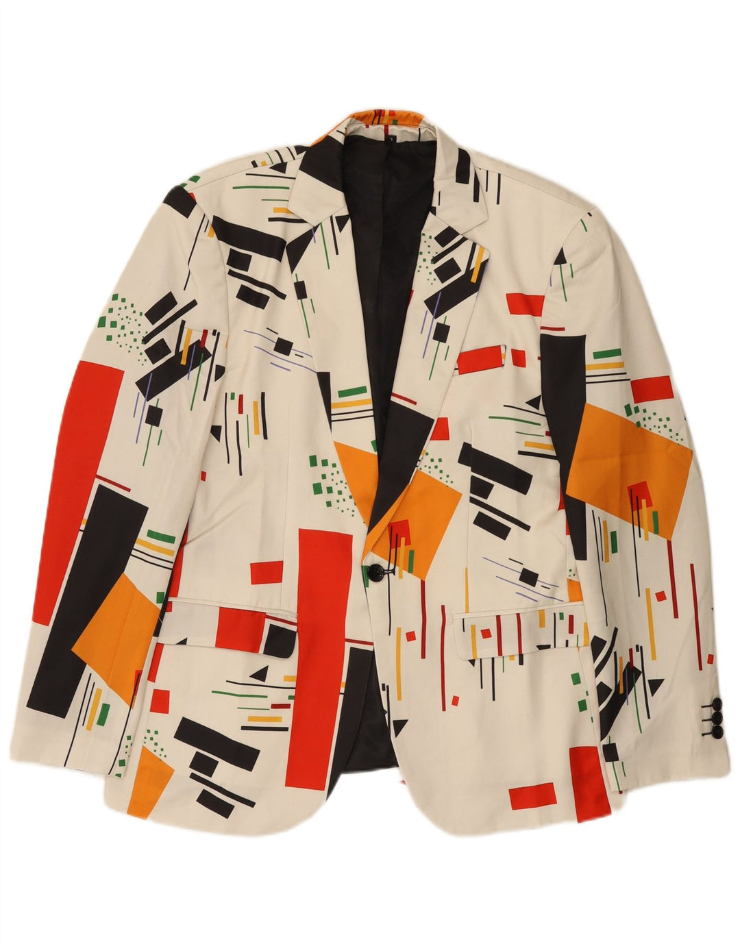 Vintage Herre 1 Knap Blazer Jacket UK 40 Stor Hvid Geometrisk