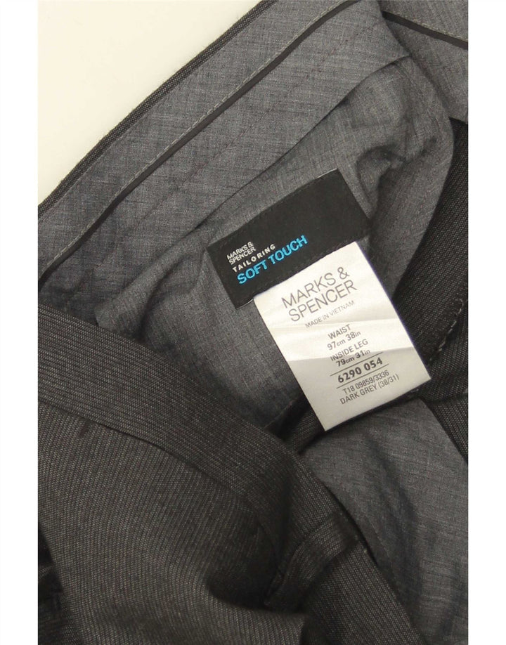 Marks & Spencer Straight Suit Bukser til mænd W38 L31 Grå nålestribe
