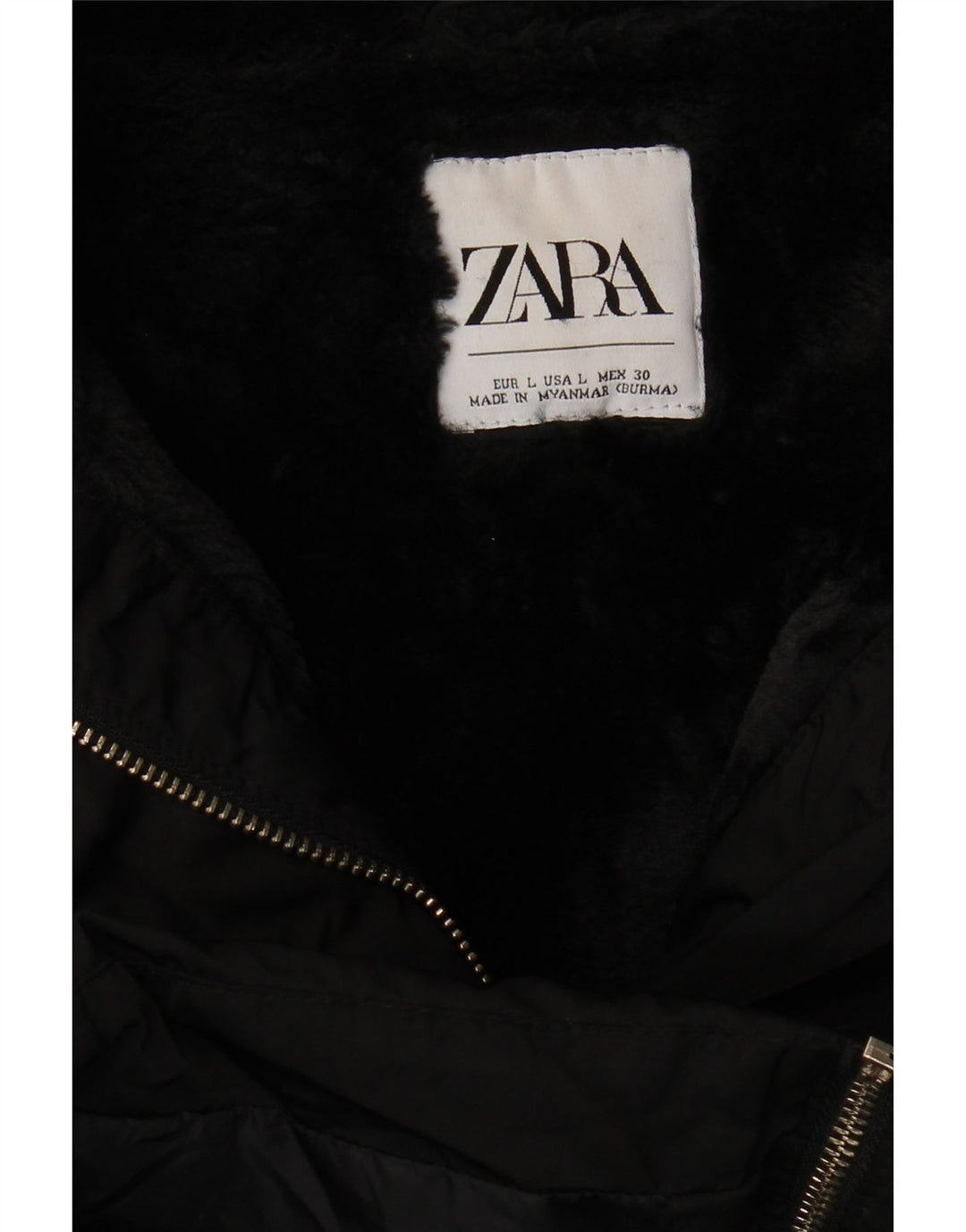 Zara Womens Polstret Frakke UK 16 Large Black