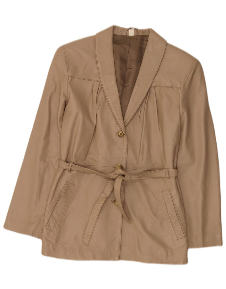 Vintage dame læderjakke IT 42 Medium Beige