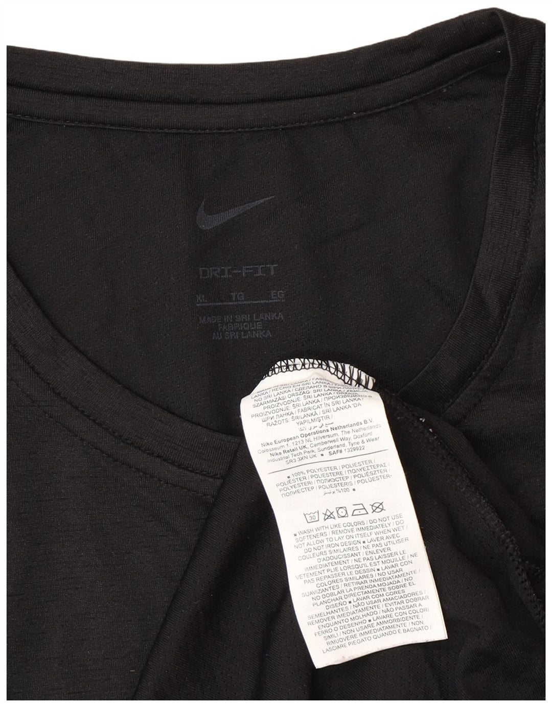 NIKE Herre Dri Fit T-Shirt Top XL Sort Polyester