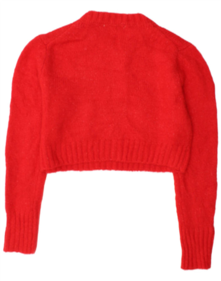 Zara Womens Crop Crew Neck Jumper Sweater UK 10 Small Red