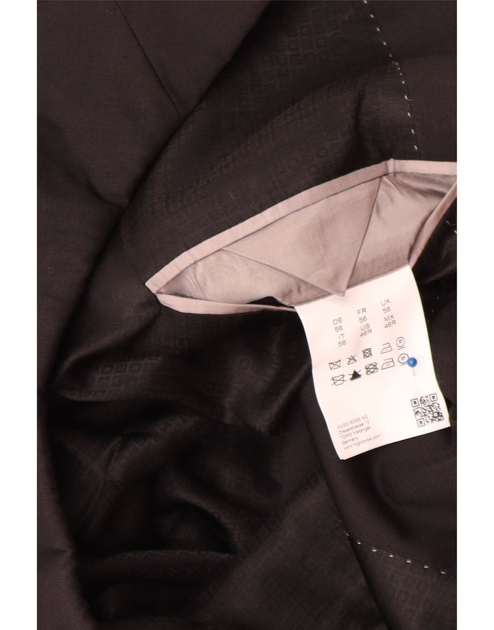 Hugo Boss Herre 2-knaps blazerjakke EU 56 3XL Sort Virgin Wool