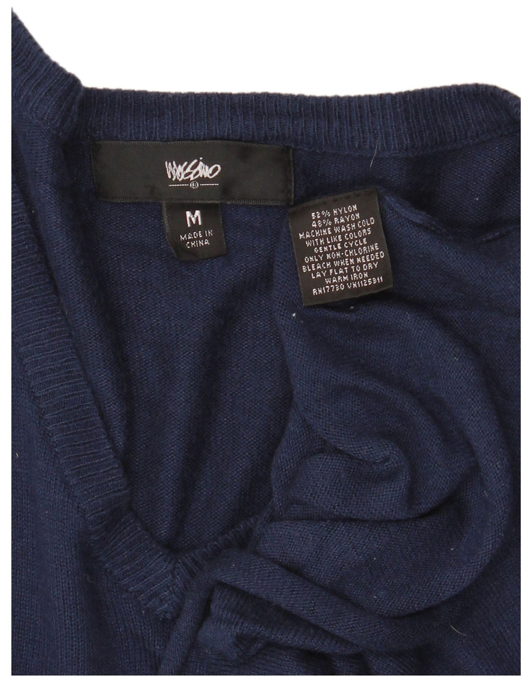MOSSIMO Dame V-hals sweater UK 12 Medium Navy Blue Nylon