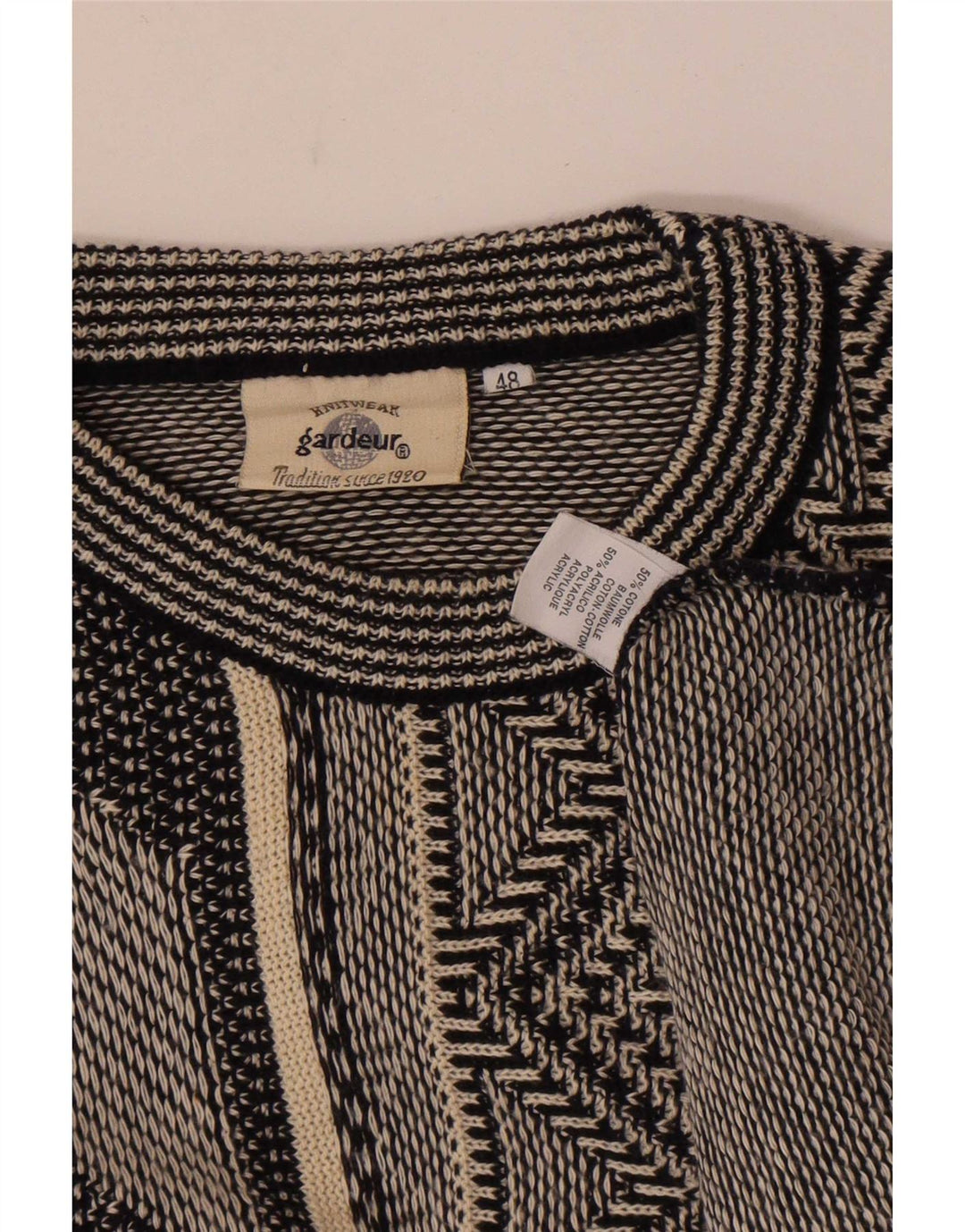 GARDEUR Herre sweater med rund hals IT 48 Medium Grå Geometrisk Bomuld