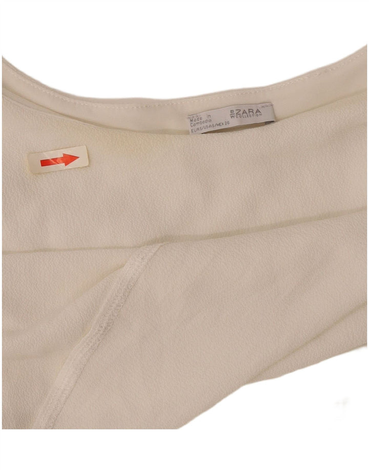 Zara Dame Ærmeløs Poncho Bluse Top UK 10 Small White