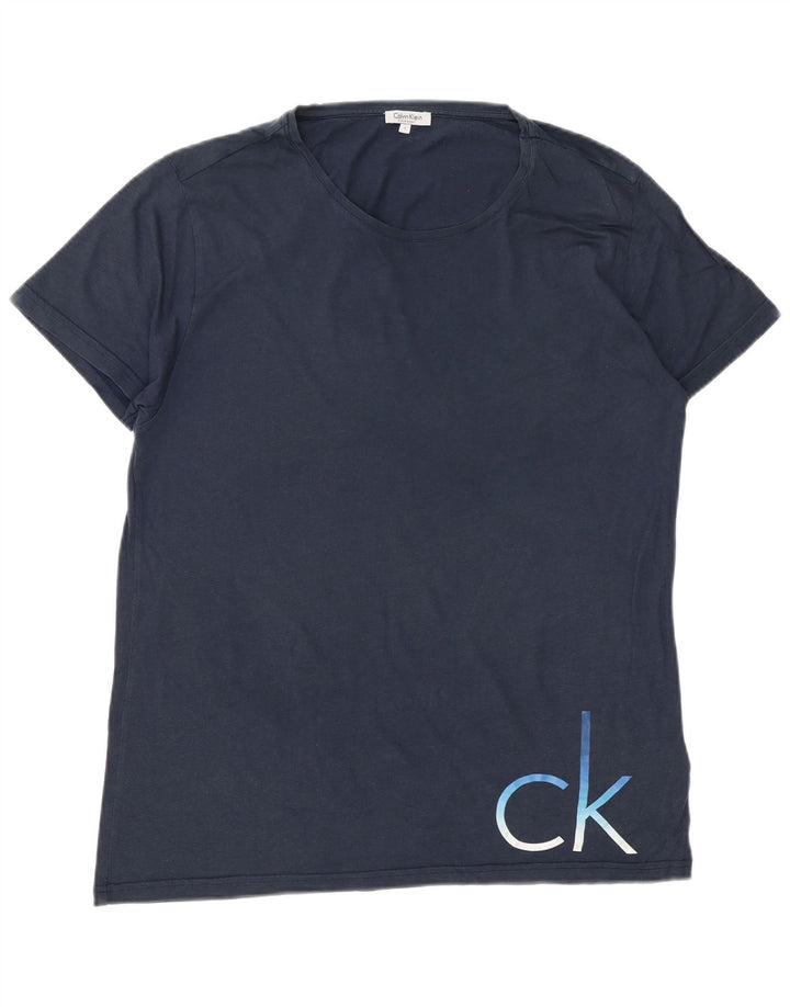 Calvin Klein Herre grafisk T-shirt Top Stor marineblå bomuld