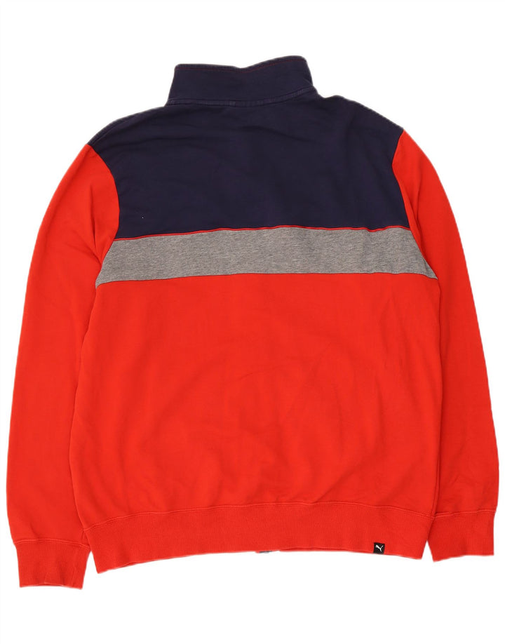 Puma Mens Graphic Tracksuit Top Jacket Large Red Colourblock Cotton