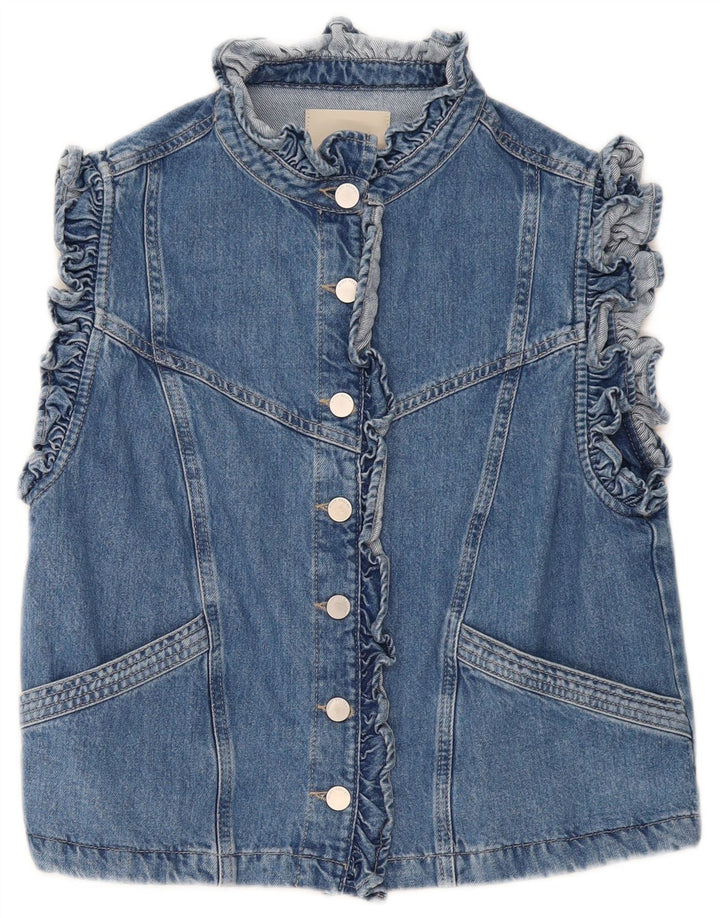 MINT VELVET Dame Denim Gilet UK 14 Medium Blue Bomuld