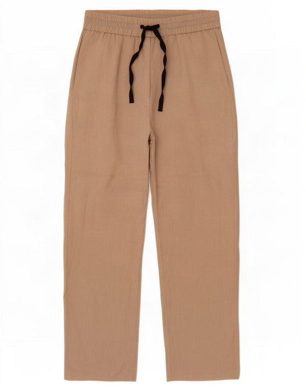 Zara kvinders højtaljede brede ben Casual bukser Medium W30 L29 Beige hør