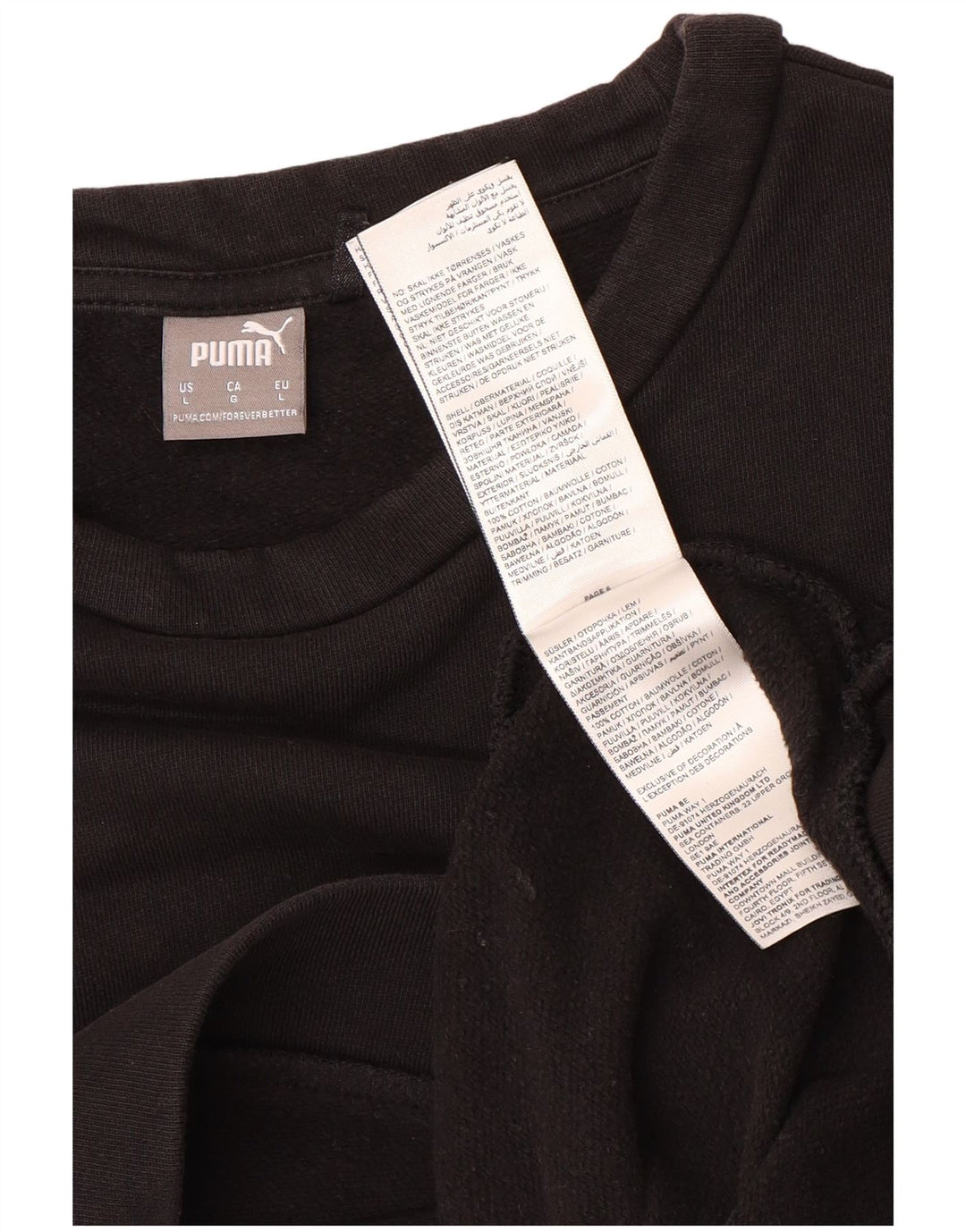 Puma Dame Sweatshirt Jumper UK 16 Stor sort bomuld