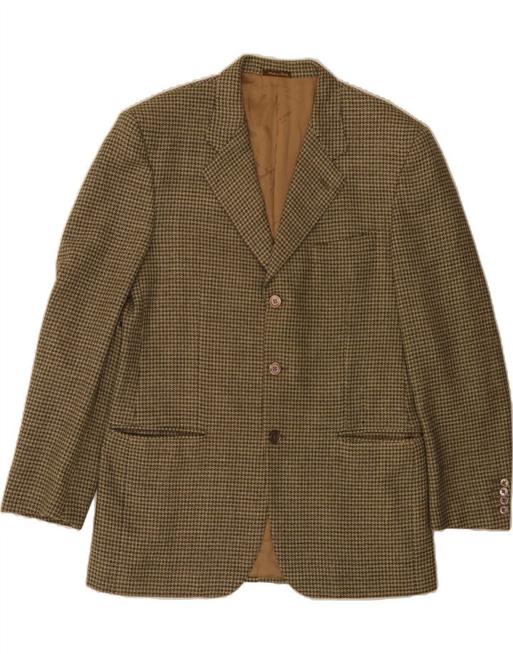 PIERRE CARDIN Mens 3 Button Blazer Jacket UK 38 Medium Brown Houndstooth Vintage Pierre Cardin and Second-Hand Pierre Cardin from Messina Hembry 