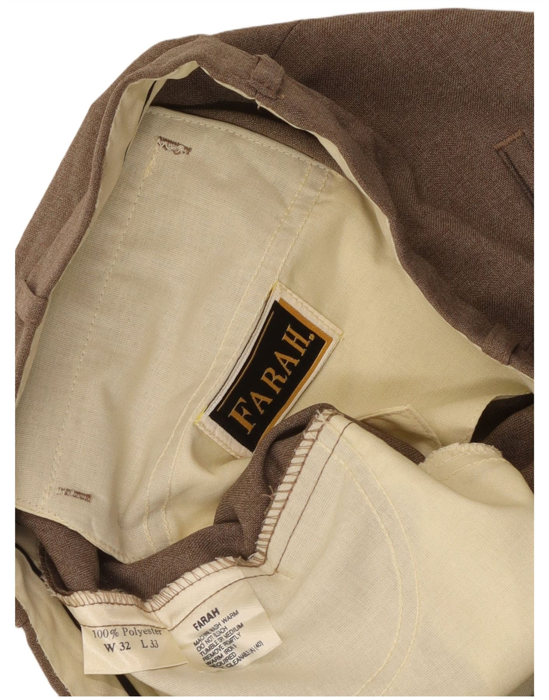 Farah Damebukser med lige hængslet jakkesæt W32 L26 Beige Polyester