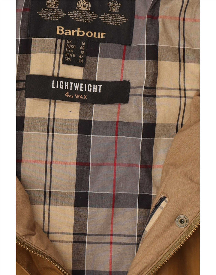 Barbour Dame Hætte Vokset Bomuldsjakke UK 14 Stor Brun