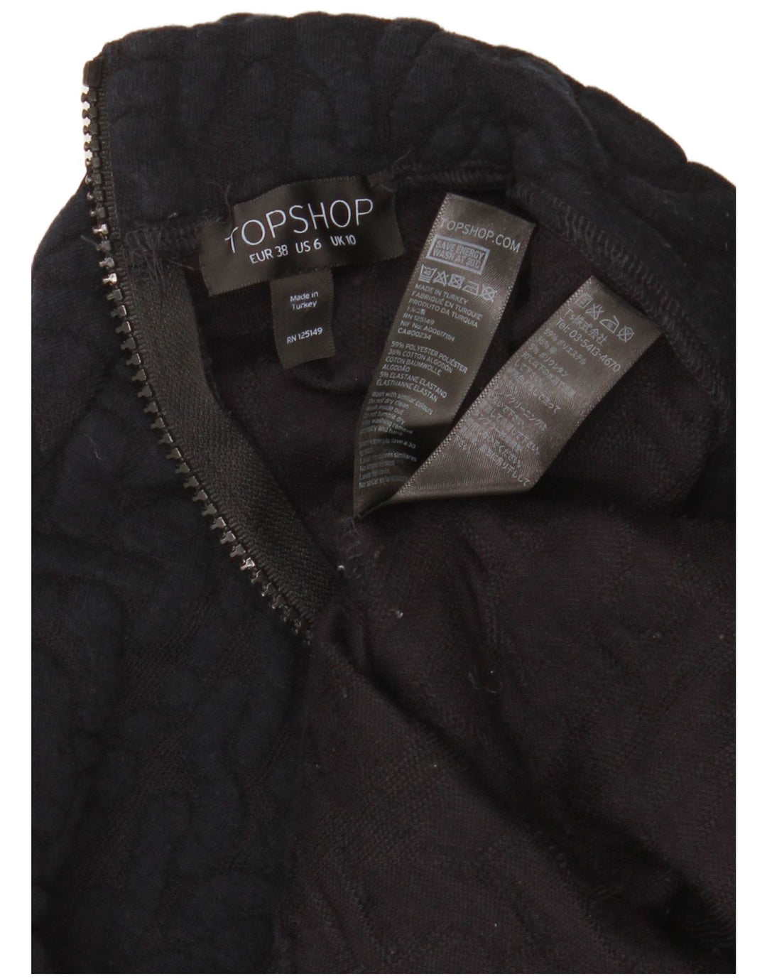 Topshop Dame Kortærmet Jumper Dress UK 10 Small Black Polyester