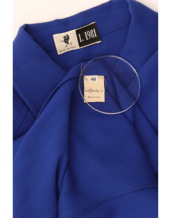 Vintage Womens 5 Button Blazer Jacket IT 48 XL Blue Virgin Wool
