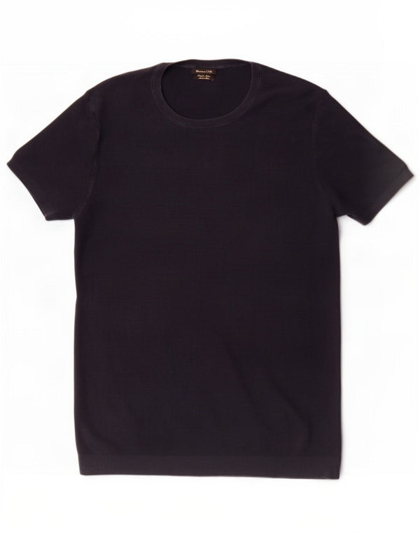 Massimo Dutti Mens T-Shirt Top XL Navy Blue Cotton