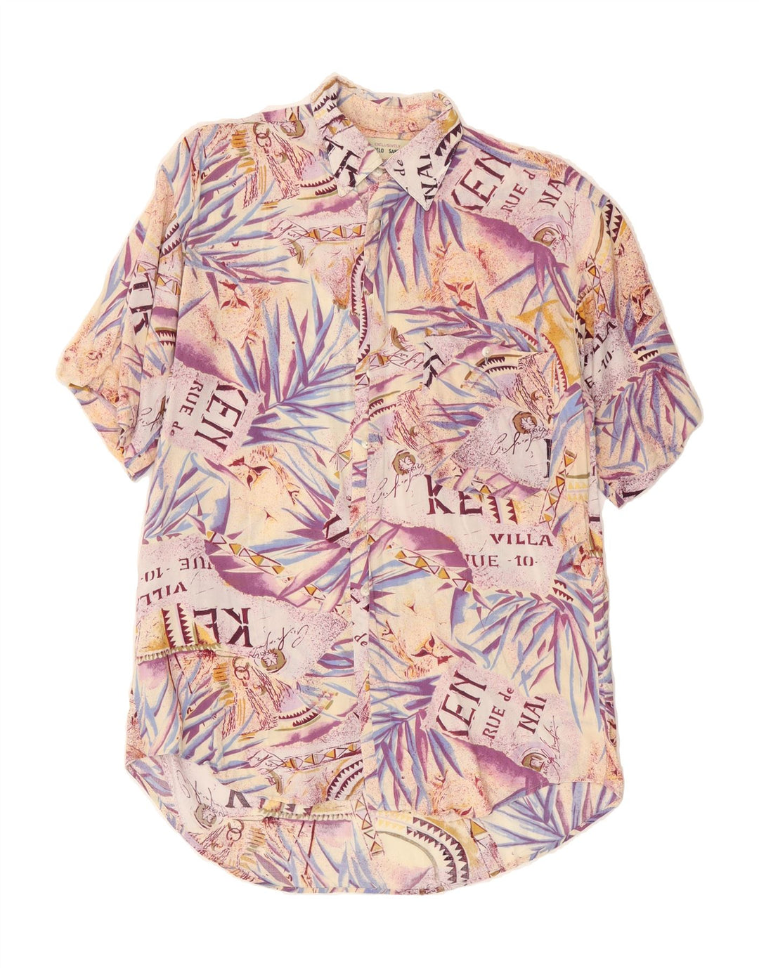 VINTAGE Mens Short Sleeve Shirt Small Multicoloured Floral Viscose Vintage Vintage and Second-Hand Vintage from Messina Hembry 