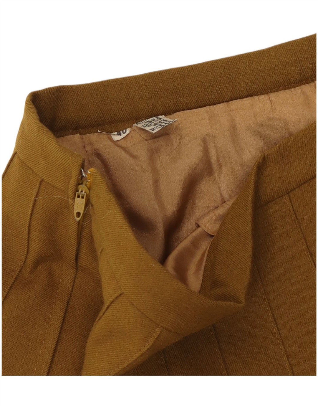 Vintage kvindekniv plisseret nederdel EU 40 Medium W30 Khaki Wool